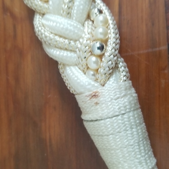 Vintage Cream Golden Twist Faux Pearl Accent Belt - Picture 3 of 5